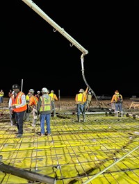 first concrete pour for schoolsite at night